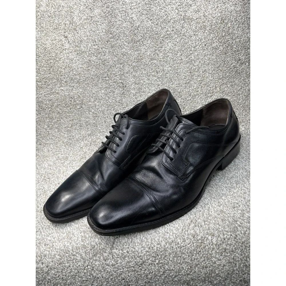 Johnston & Moore Mens Black Leather Cap Toe Oxford‎ Dress Shoes Size 14M Classic